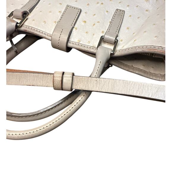 Dooney and Bourke Ostrich Shoulder or Handbag White Taupe Leather - Picture 8 of 16